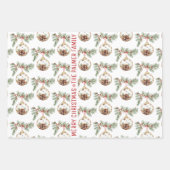 クリスマスツリー、オーナメント、願い、名前の休日 ラッピングペーパーシート (正面2)