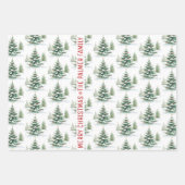 クリスマスツリー、オーナメント、願い、名前の休日 ラッピングペーパーシート (正面)