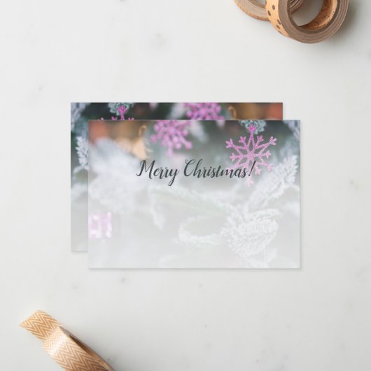 クリスマスツリー カスタム写真 季節の挨拶 ノートカード (正面/裏面インサイチュ)