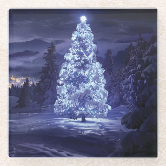 クリスマスツリー ガラスコースター (正面)