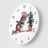クリスマスツリー&キットン、ルイ・ウェイン ラージ壁時計 (傾斜)