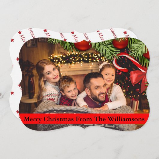 クリスマスツリー&キャンディー縁どステファンシーーン シーズンカード (正面/裏面)