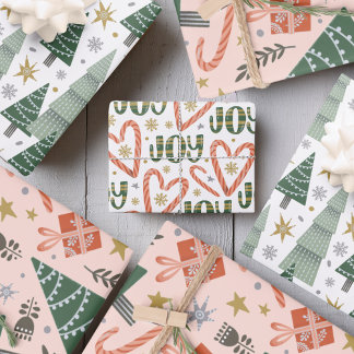 クリスマスツリー、キャンディー缶、プレゼント ラッピングペーパーシート