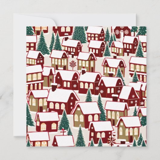 クリスマスツリー キリスト教徒のクリスマスイブ 雪景色の写真 出席の返事のカード 招待状 (正面)
