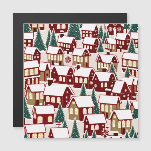 クリスマスツリー  キリスト教徒のクリスマスイブ 雪景色の写真 出欠の返信カード マグネット招待状 (正面/裏面)