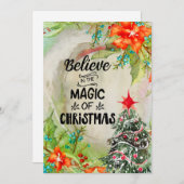 クリスマスツリー＆ギフトのホリデーカードの魔法 シーズンカード (正面/裏面)
