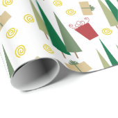 クリスマスツリー&ギフトレトロパターン ラッピングペーパー (ロールコーナー)