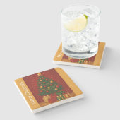 🎄クリスマスツリー&ギフト – クラシッククリスマスカスタム ストーンコースター (横)