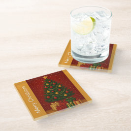🎄クリスマスツリー&ギフト – クラシック休日 ガラスコースター