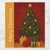 🎄クリスマスツリー&ギフト – クラシック休日 ワインラベル (シングルラベル)