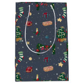 クリスマスツリー、ギフト、クリスマスストッキング ミディアムペーパーバッグ (正面)