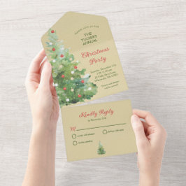 クリスマスツリー クラフトペーパー 会社 クリスマスパーティー オールインワン招待状