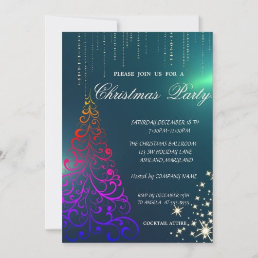 クリスマスツリー，グリーンクリスマス会社のパーティー 招待状 (正面)