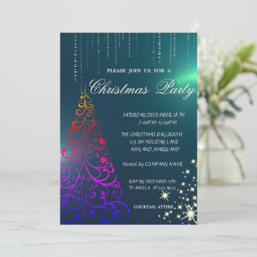 クリスマスツリー，グリーンクリスマス会社のパーティー 招待状 (スタンド正面)