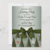 クリスマスツリー グリーンボウ ホリデー ご招待 招待状 (正面)