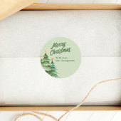 クリスマスツリー グリーン 水彩 カスタム ラウンドシール