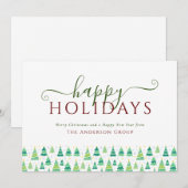 クリスマスツリー コーポレート ビジネス ハッピーホリデー シーズンカード (正面/裏面)