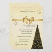クリスマスツリー, ゴールドの飾り, 会社のクリスマスパーティー 招待状 (正面/裏面)