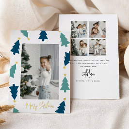 クリスマスツリー ゴールドスター 5枚の写真の両面 箔シーズンカード