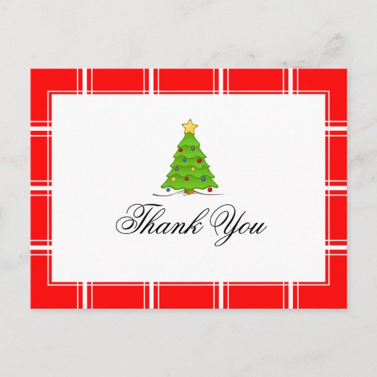 クリスマスツリー サンクス レッド ポストカード (正面)