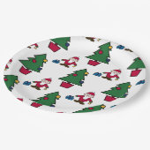 クリスマスツリー&サンタパターン紙プレート ペーパープレート (アングル)