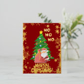 クリスマスツリー |サンタ |カスタマイズ可能金ゴールド 箔シーズンポストカード (立ち正面)