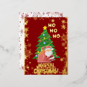 クリスマスツリー |サンタ |カスタマイズ可能金ゴールド 箔シーズンポストカード (正面/裏面)