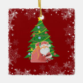 クリスマスツリー |サンタ |カスタマイズ可能 セラミックオーナメント (正面)