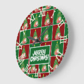 クリスマスツリー |サンタ |カスタマイズ可能 ラージ壁時計 (傾斜)