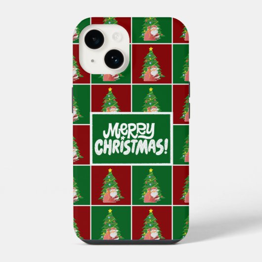 クリスマスツリー | サンタ | カスタマイズ可能 iPhoneケース (裏面)