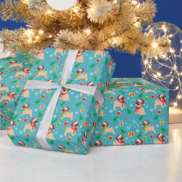 クリスマスツリー サンタ パグ キャンディケーン オーナメント ラッピングペーパー