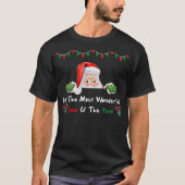 クリスマスツリー，サンタ，女性と男性，クリスマスシャツ Tシャツ (正面)