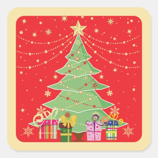 クリスマスツリー スクエアシール (正面)