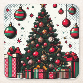 クリスマスツリー スクエアペーパーコースター