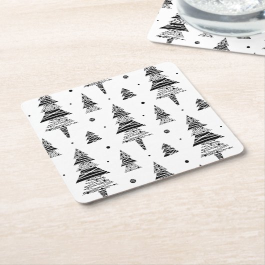 クリスマスツリー スクエアペーパーコースター (アングル)