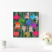 クリスマスツリー スクエア壁時計 (ホーム)