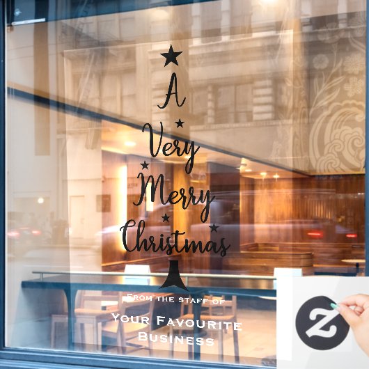 クリスマスツリー スクリプト 星 白 黒 ウィンドウサイン (カフェ窓)