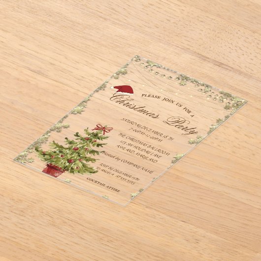 クリスマスツリー,スターズクリスマスカンパニーパーティー アクリル招待状 (レイダウン)