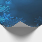 クリスマスツリー，スター，スノーフレークスブルーホリデー ラッピングペーパー (角)