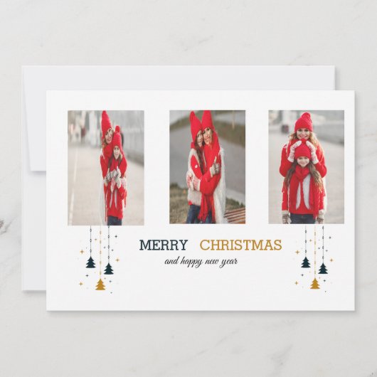 クリスマスツリー&スター |モダン休日 招待状 (正面)