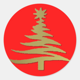 クリスマスツリー ステンシル ゴールド ラウンドシール