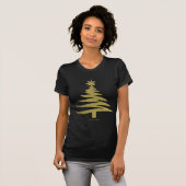 クリスマスツリー ステンシル ゴールド Tシャツ (正面フル)