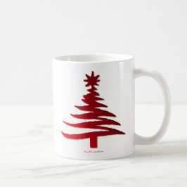 クリスマスツリー ステンシル レッド コーヒーマグカップ