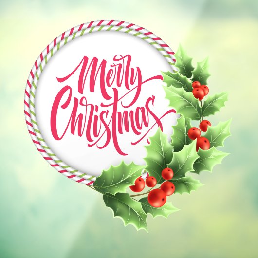 クリスマスツリー ストライプ リース ホリーベリー ウィンドウサイン (シート3)