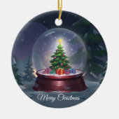 クリスマスツリー スノーグローブ セラミックオーナメント (正面)