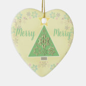 クリスマスツリー&スノーフレークあなたのテキスト セラミックオーナメント (右)