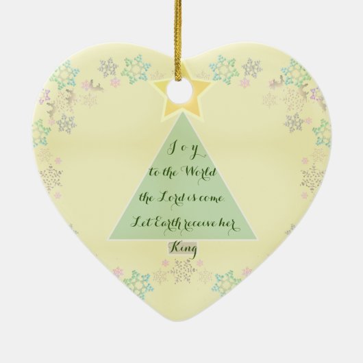 クリスマスツリー&スノーフレークあなたのテキスト セラミックオーナメント (裏面)