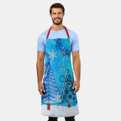 クリスマスツリー&スノーフレーク宝石 エプロン (着用した状態)