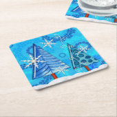 クリスマスツリー&スノーフレーク宝石 スクエアペーパーコースター (アングル)