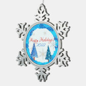 クリスマスツリー&スノーフレーク宝石 スノーフレークピューターオーナメント (右)